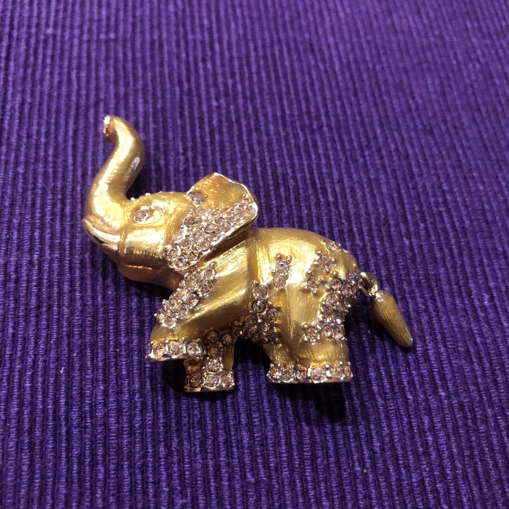 St John Elephant Brooch with moving tail